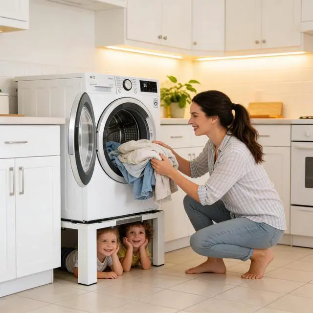 Alt view image 7 of 7 - Adjustable Washer Dryer Pedestal, 12 Heavy Duty Stand (1200 lbs), 21-29 Universal Fit Laundry Riser with Anti-Vibration Pads, Stainless Steel Base for Washing Machine, Dryer, Refrigerator