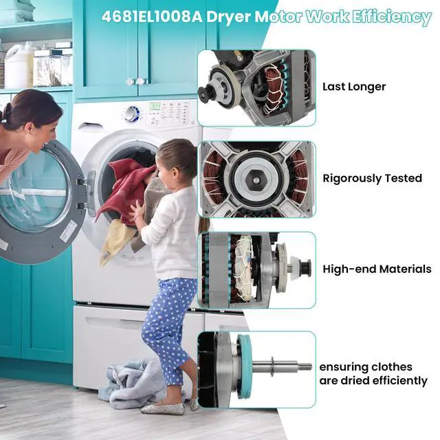 Alt view image 4 of 6 - 4681EL1008A Dryer Drive Motor Assembly Compatible with LG & Ken-More Dryer | Replaces 4681EL1002A 4681EL1008P 4681EL1008B 4681EL1008H EAP2400858 AP4438218 1330330,Smooth Rotation