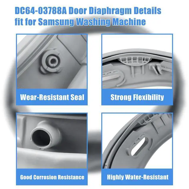 Alt view image 6 of 7 - WF45T6000AW WF45T6000AV Door Seal fit for Samsung DC64-03788A fit for Samsung Front Loader Door Boot Seal Sam-DC64-03788A X 006 AP6884238 WF45R6300 WF45A6400 WF45B630 WF46BB670 WF50A860