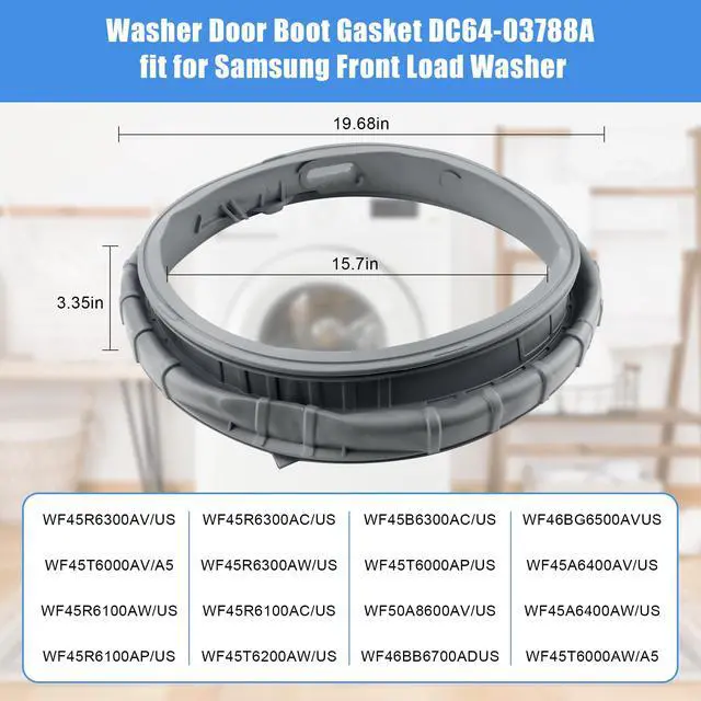 Alt view image 2 of 7 - WF45T6000AW WF45T6000AV Door Seal fit for Samsung DC64-03788A fit for Samsung Front Loader Door Boot Seal Sam-DC64-03788A X 006 AP6884238 WF45R6300 WF45A6400 WF45B630 WF46BB670 WF50A860