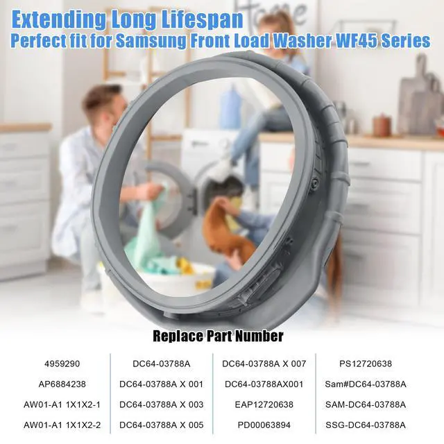 Alt view image 3 of 7 - WF45T6000AW WF45T6000AV Door Seal fit for Samsung DC64-03788A fit for Samsung Front Loader Door Boot Seal Sam-DC64-03788A X 006 AP6884238 WF45R6300 WF45A6400 WF45B630 WF46BB670 WF50A860
