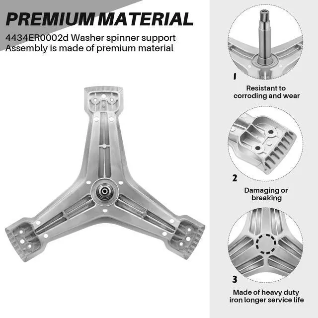 Alt view image 3 of 7 - 4434ER0002D 4434ER0002A Washer Spinner Support, Replacement for L-G Ken-more Washing Machine - Rear Drum Support Spider Replaces 4434ER0002B 4434ER0002E AP5592038