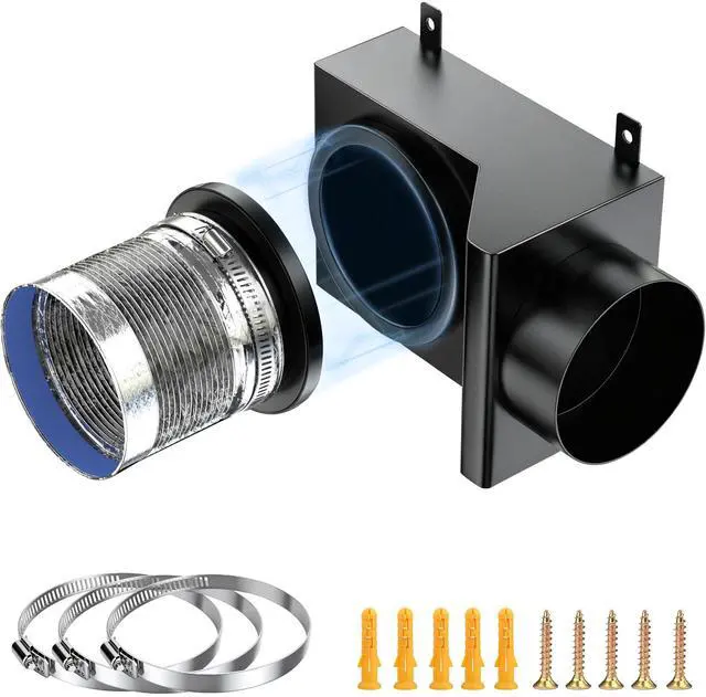 Main image of Stainless Steel Magnetic Dryer Vent Coupling, Quick Connection & Disconnection-Airtight Seal Dryer Vent Connector Kit, Strong Magnet and Self-Alignment Design for 4-Inch Dryer Vent Hose - Black