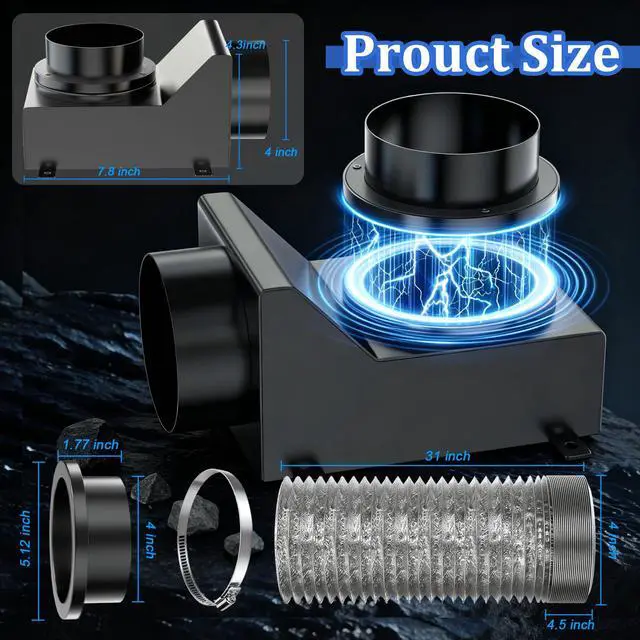 Alt view image 2 of 7 - Stainless Steel Magnetic Dryer Vent Coupling, Quick Connection & Disconnection-Airtight Seal Dryer Vent Connector Kit, Strong Magnet and Self-Alignment Design for 4-Inch Dryer Vent Hose - Black