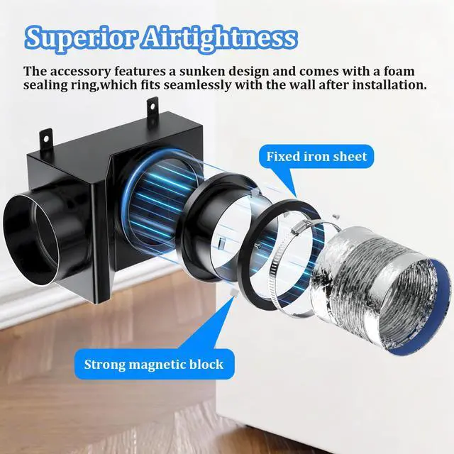 Alt view image 4 of 7 - Stainless Steel Magnetic Dryer Vent Coupling, Quick Connection & Disconnection-Airtight Seal Dryer Vent Connector Kit, Strong Magnet and Self-Alignment Design for 4-Inch Dryer Vent Hose - Black