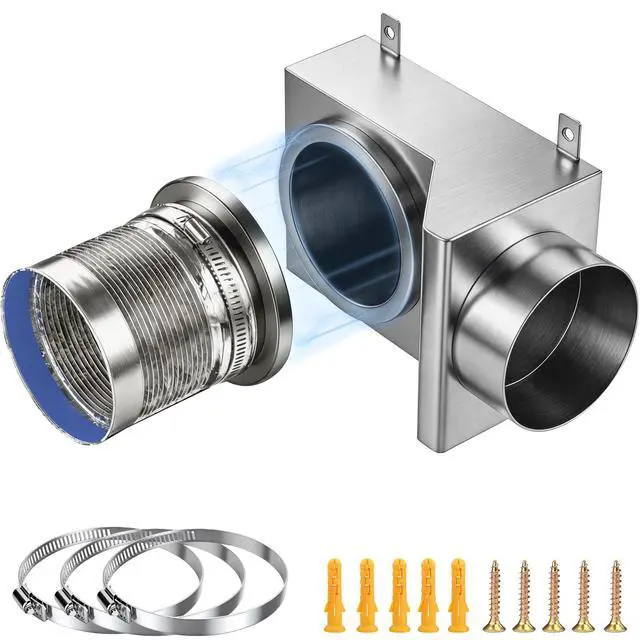 Main image of Stainless Steel Magnetic Dryer Vent Coupling, Quick Connection & Disconnection-Airtight Seal Dryer Vent Connector Kit, Strong Magnet and Self-Alignment Design for 4-Inch Dryer Vent Hose - Silver