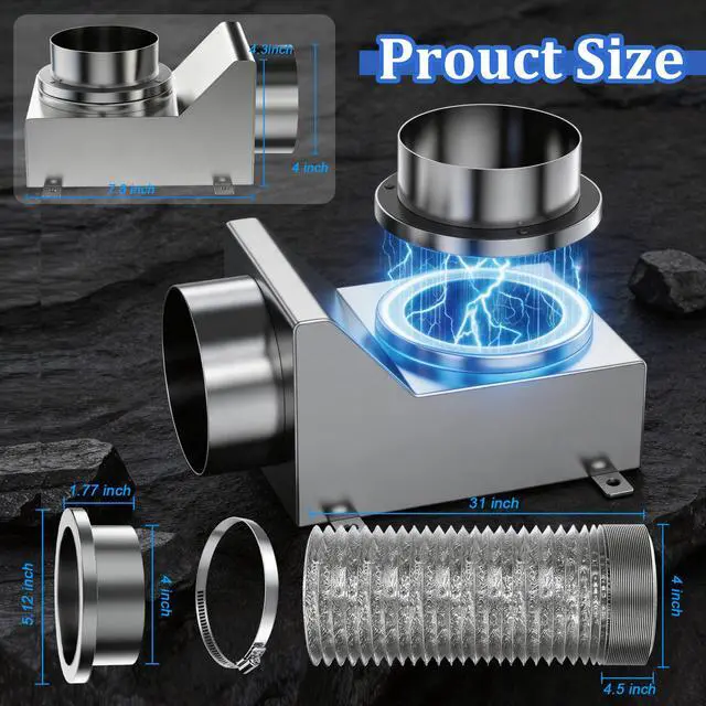 Alt view image 2 of 7 - Stainless Steel Magnetic Dryer Vent Coupling, Quick Connection & Disconnection-Airtight Seal Dryer Vent Connector Kit, Strong Magnet and Self-Alignment Design for 4-Inch Dryer Vent Hose - Silver