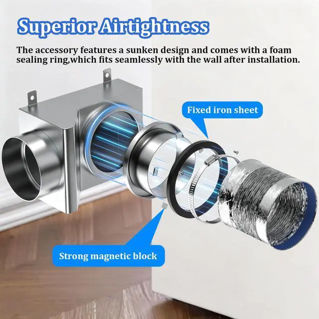 Alt view image 3 of 7 - Stainless Steel Magnetic Dryer Vent Coupling, Quick Connection & Disconnection-Airtight Seal Dryer Vent Connector Kit, Strong Magnet and Self-Alignment Design for 4-Inch Dryer Vent Hose - Silver