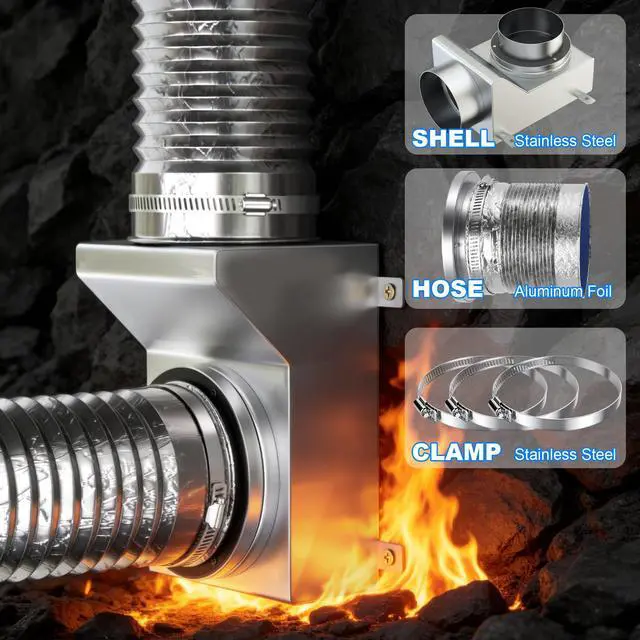 Alt view image 4 of 7 - Stainless Steel Magnetic Dryer Vent Coupling, Quick Connection & Disconnection-Airtight Seal Dryer Vent Connector Kit, Strong Magnet and Self-Alignment Design for 4-Inch Dryer Vent Hose - Silver