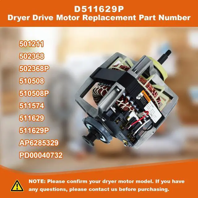 Alt view image 2 of 6 - D511629P 511574 511629P Dryer Drive Motor Compatible with Speed-Queen Dryer, Replacement 511629, 501211, 502368, 502368P, 510508, 510508P, AP6285329, PD00040732