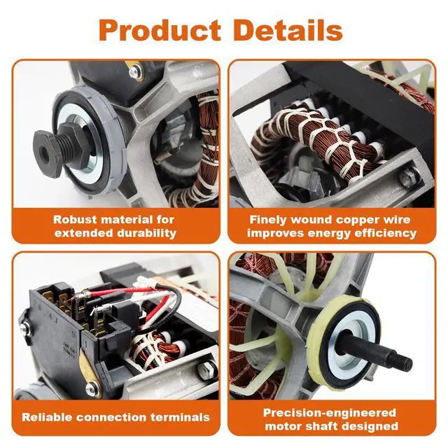 Alt view image 5 of 6 - D511629P 511574 511629P Dryer Drive Motor Compatible with Speed-Queen Dryer, Replacement 511629, 501211, 502368, 502368P, 510508, 510508P, AP6285329, PD00040732