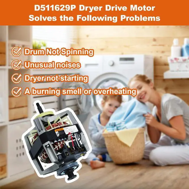Alt view image 6 of 6 - D511629P 511574 511629P Dryer Drive Motor Compatible with Speed-Queen Dryer, Replacement 511629, 501211, 502368, 502368P, 510508, 510508P, AP6285329, PD00040732