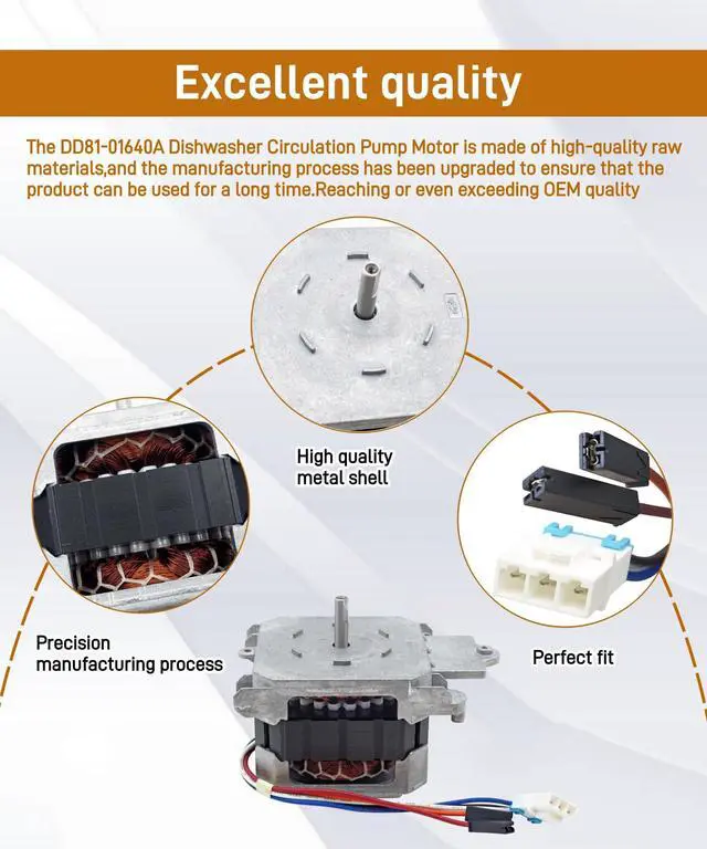 Alt view image 3 of 6 - DD81-01640A IC-77225SSDWB-1 Dishwasher Circulation Pump Motor | Fits for Samsung Dishwasher DW80R5060UG/AA DW80R5060US/AA etc - Solves No Spray,Poor Cleaning & Weak Pressure