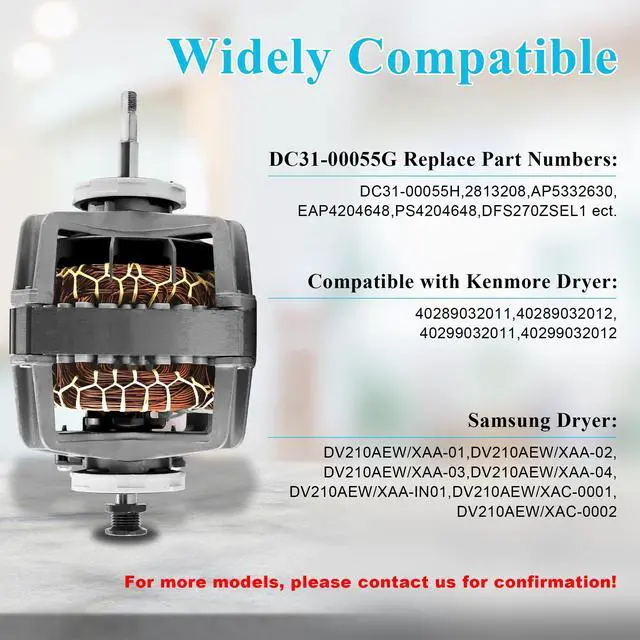 Alt view image 3 of 7 - DC31-00055G DC31-00055H DC31-00055D DFS270ZSEL1 Dryer Motor Samsung | DC31-00055G DFS270ZSEL1 Dryer Motor for Replaces DV45H7000EW DV48H7400EW DV45H7200EW DV42H5000GW DV338AEB Dryer Drive Motor