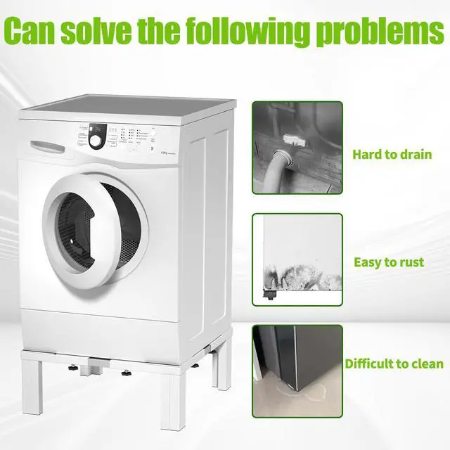 Alt view image 2 of 7 - Heavy duty Stainless steel Laundry Pedestal,12" Height Universal Washer and Dryer Pedestals, Adjustable Universal Washing machine stand and Fridge stand(White)