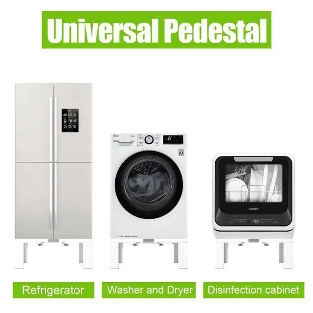 Alt view image 3 of 7 - Heavy duty Stainless steel Laundry Pedestal,12" Height Universal Washer and Dryer Pedestals, Adjustable Universal Washing machine stand and Fridge stand(White)