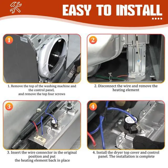 Alt view image 6 of 7 - DC97-14486A Dryer Heating Element Replacement for Samsung Dryer dv40j3000ew/a2 dv45h7000ew/a2 dv42h5000ew/a3 dv42h5200ep/a3 dv42h5200ew/a3, Replace DC97-14486D DC97-08891A 1795935 AP4342351