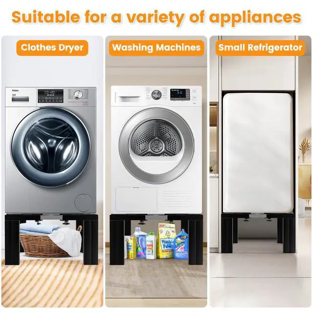 Alt view image 3 of 7 - Full Size Laundry Pedestal 12" Height Washer and Dryer Pedestals, Universal Fit 1100lbs Capacity Adjustable Washing Machine Stand, Dryer Base Platform Heavy Duty Mini Fridge Stand(Matte Black)