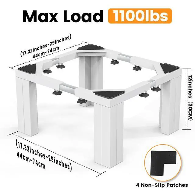 Alt view image 2 of 7 - Full Size Laundry Pedestal Washer and Dryer Pedestals, Universal Fit 1100lbs Capacity Adjustable Washing Machine Stand, Dryer Base Platform Heavy Duty Mini Fridge Stand(Pearl White)