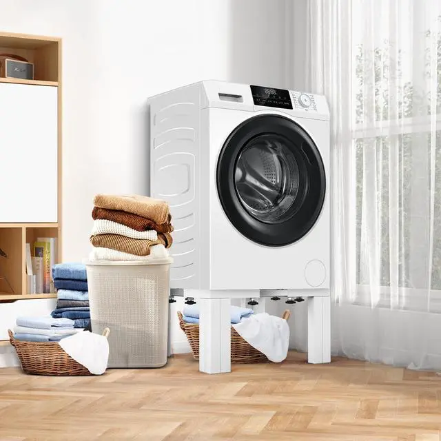 Alt view image 3 of 7 - Full Size Laundry Pedestal Washer and Dryer Pedestals, Universal Fit 1100lbs Capacity Adjustable Washing Machine Stand, Dryer Base Platform Heavy Duty Mini Fridge Stand(Pearl White)