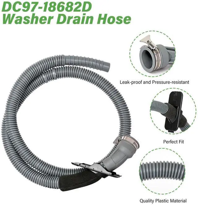Alt view image 3 of 7 - WA50R5200AW WA45T3200AW WA50R5400AV Washer Drain Hose DC97-18682D for SAMSUNG WA45H7000AW WA400PJHDWR WA45M7050AW WA40J3000AW WA50R5400AW WA50M7450AW WA54M8750AV WA54R7200AW WA52M7750AV WA55A7300AE