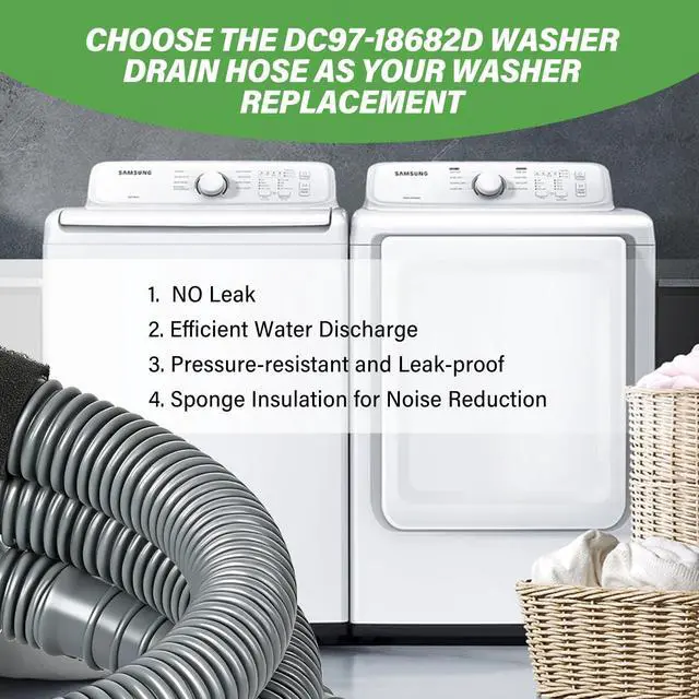 Alt view image 5 of 7 - WA50R5200AW WA45T3200AW WA50R5400AV Washer Drain Hose DC97-18682D for SAMSUNG WA45H7000AW WA400PJHDWR WA45M7050AW WA40J3000AW WA50R5400AW WA50M7450AW WA54M8750AV WA54R7200AW WA52M7750AV WA55A7300AE