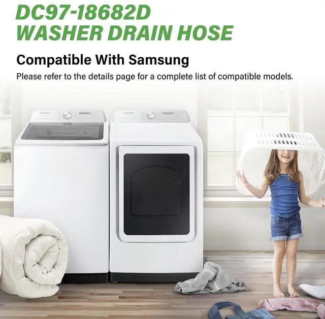 Alt view image 6 of 7 - WA50R5200AW WA45T3200AW WA50R5400AV Washer Drain Hose DC97-18682D for SAMSUNG WA45H7000AW WA400PJHDWR WA45M7050AW WA40J3000AW WA50R5400AW WA50M7450AW WA54M8750AV WA54R7200AW WA52M7750AV WA55A7300AE