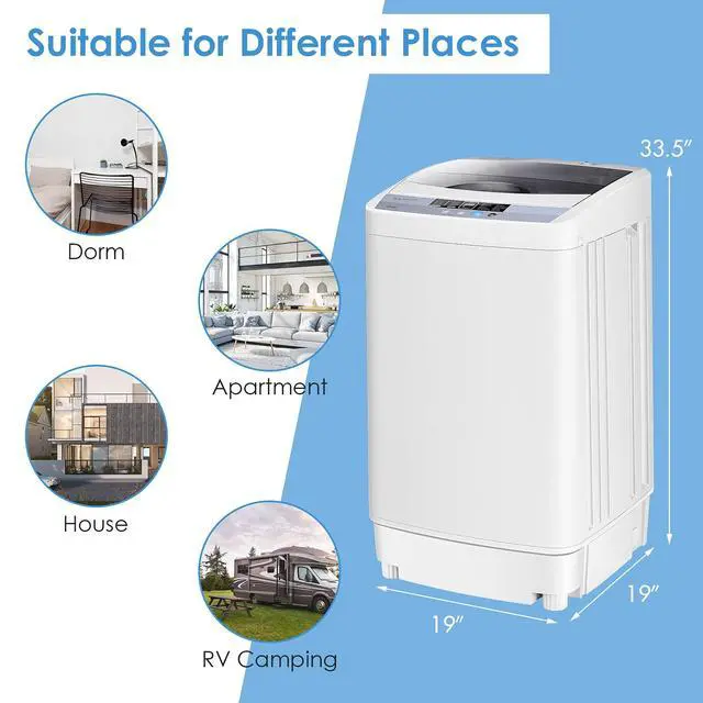 Alt view image 5 of 7 - Washing Machine Portable Compact 12lbs Capacity Full-Automatic W/Drain Pump,10 programs 8 Water Level 1.34 Cu.ft Cloth Washer and Spinner