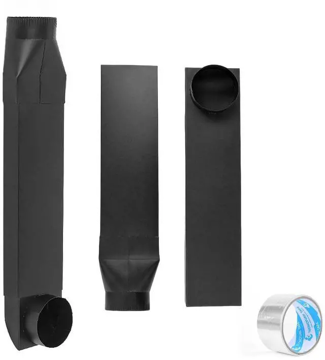 Main image of 23-43in adjustable periscope dryer vent, 90°Inlet Straight Outlet fit for Whirlpool and all 4in Dryer Vent Outlet,for tight spaces periscope flat dryer vent(Stainless steel black)