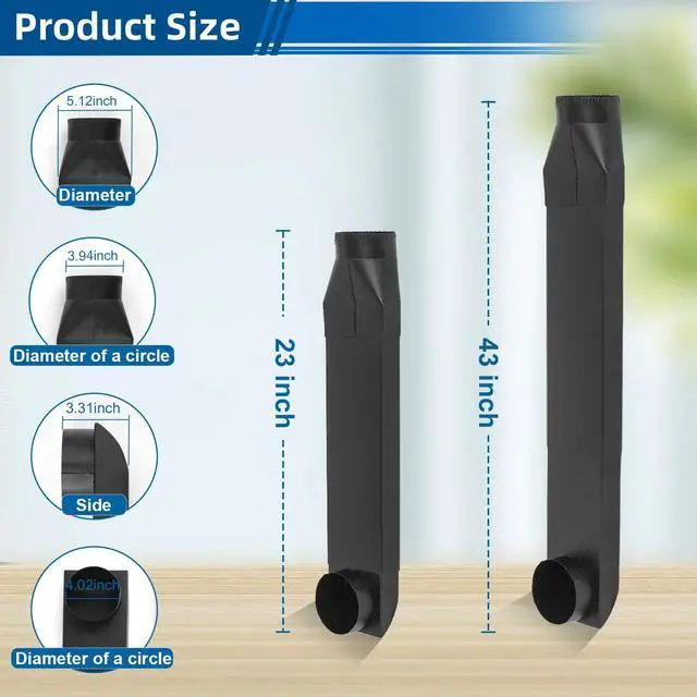 Alt view image 2 of 7 - 23-43in adjustable periscope dryer vent, 90°Inlet Straight Outlet fit for Whirlpool and all 4in Dryer Vent Outlet,for tight spaces periscope flat dryer vent(Stainless steel black)
