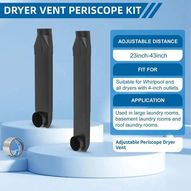 Alt view image 4 of 7 - 23-43in adjustable periscope dryer vent, 90°Inlet Straight Outlet fit for Whirlpool and all 4in Dryer Vent Outlet,for tight spaces periscope flat dryer vent(Stainless steel black)