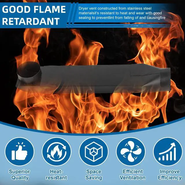 Alt view image 6 of 7 - 23-43in adjustable periscope dryer vent, 90°Inlet Straight Outlet fit for Whirlpool and all 4in Dryer Vent Outlet,for tight spaces periscope flat dryer vent(Stainless steel black)