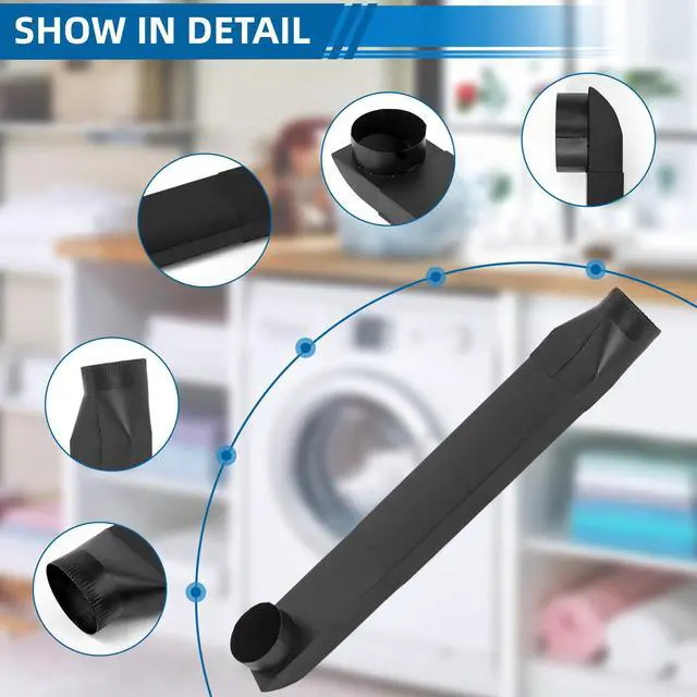 Alt view image 7 of 7 - 23-43in adjustable periscope dryer vent, 90°Inlet Straight Outlet fit for Whirlpool and all 4in Dryer Vent Outlet,for tight spaces periscope flat dryer vent(Stainless steel black)