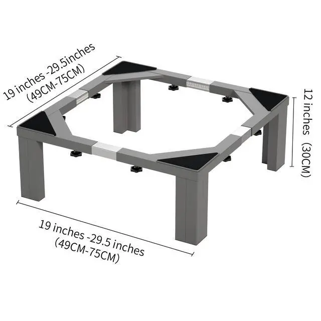 Alt view image 2 of 7 - Heavy Duty Stainless Steel Laundry Pedestal - 12" Height Universal Washer & Dryer Stand for Front Load Machines, Ice Maker, Samsung/LG - Durable Appliance Base with Non-Slip Feet