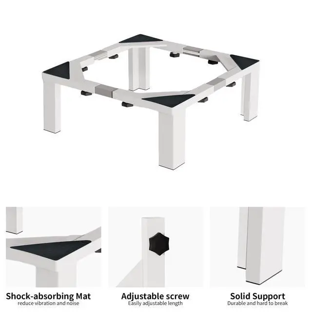 Alt view image 3 of 7 - Heavy Duty Stainless Steel Laundry Pedestal - 12" Height Universal Washer & Dryer Stand for Front Load Machines, Ice Maker, Samsung/LG - Durable Appliance Base with Non-Slip Feet