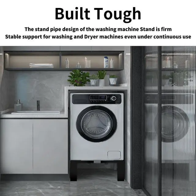 Alt view image 7 of 7 - Heavy Duty Stainless Steel Laundry Pedestal - 12" Height Universal Washer & Dryer Stand for Front Load Machines, Ice Maker, Samsung/LG - Durable Appliance Base with Non-Slip Feet
