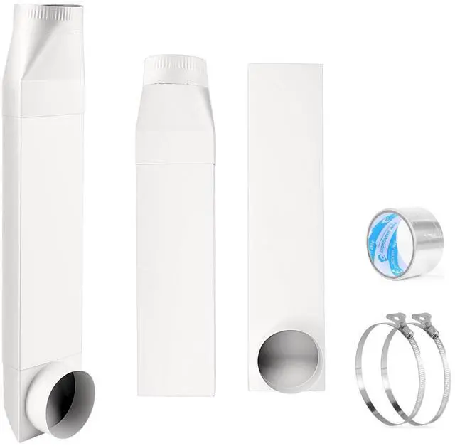 Main image of 23-43in adjustable dryer vent,telescoping dryer vent,90°Inlet Straight Outlet fit for Whirlpool and all 4in Dryer Vent Outlet,for tight spaces periscope exhaust duct(white)