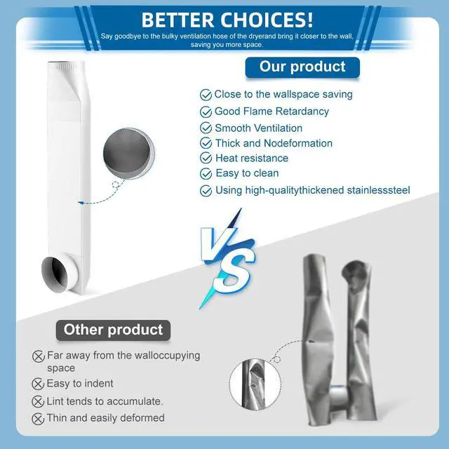 Alt view image 4 of 7 - 23-43in adjustable dryer vent,telescoping dryer vent,90°Inlet Straight Outlet fit for Whirlpool and all 4in Dryer Vent Outlet,for tight spaces periscope exhaust duct(white)
