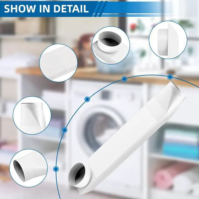 Alt view image 6 of 7 - 23-43in adjustable dryer vent,telescoping dryer vent,90°Inlet Straight Outlet fit for Whirlpool and all 4in Dryer Vent Outlet,for tight spaces periscope exhaust duct(white)
