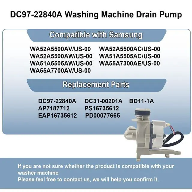 Alt view image 2 of 7 - DC97-22840A, DC31-00201A Drain Pump Assembly Compatible with Samsung Washer | Replaces PD00077665 AP7187712 PS16735612 EAP16735612 HanyuBD11-1A DC3100201A Washing Machines DC24V 45W