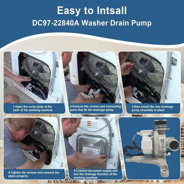 Alt view image 6 of 7 - DC97-22840A, DC31-00201A Drain Pump Assembly Compatible with Samsung Washer | Replaces PD00077665 AP7187712 PS16735612 EAP16735612 HanyuBD11-1A DC3100201A Washing Machines DC24V 45W