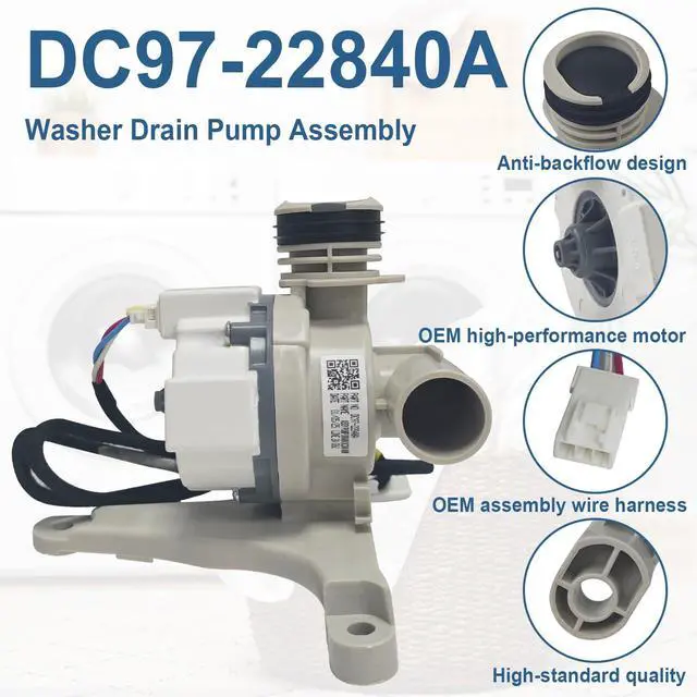 Alt view image 7 of 7 - DC97-22840A, DC31-00201A Drain Pump Assembly Compatible with Samsung Washer | Replaces PD00077665 AP7187712 PS16735612 EAP16735612 HanyuBD11-1A DC3100201A Washing Machines DC24V 45W