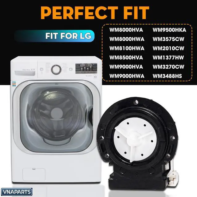 Alt view image 3 of 7 - WM8100HVA Washer Drain Pump for LG WM8000HVA WM8000HWA WM8100HWA Washer | WM8100HWA, WM8500HVA, WM9000HVA, WM9000HWA, WM9500HKA, WM3575CW, WM2010CW, WM1377HW, WM3270CW00, WM3488HS, WM2450HRA