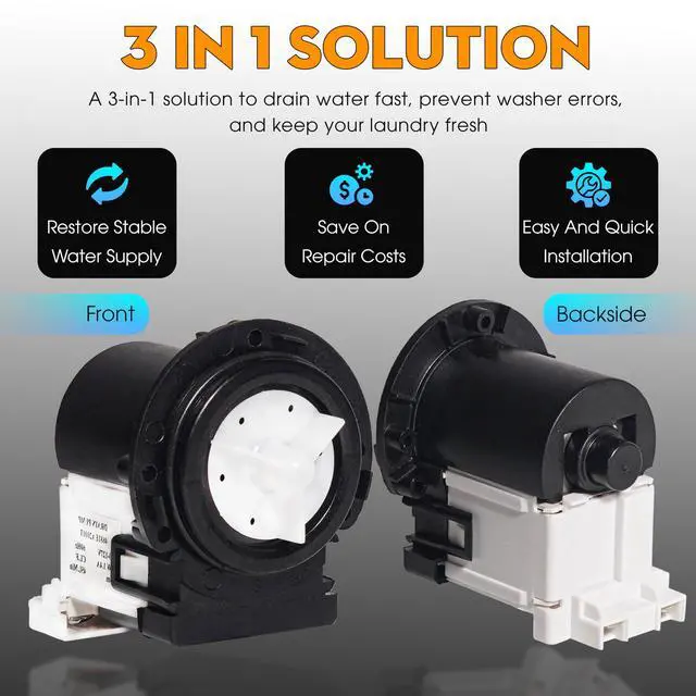 Alt view image 5 of 7 - WM8100HVA Washer Drain Pump for LG WM8000HVA WM8000HWA WM8100HWA Washer | WM8100HWA, WM8500HVA, WM9000HVA, WM9000HWA, WM9500HKA, WM3575CW, WM2010CW, WM1377HW, WM3270CW00, WM3488HS, WM2450HRA
