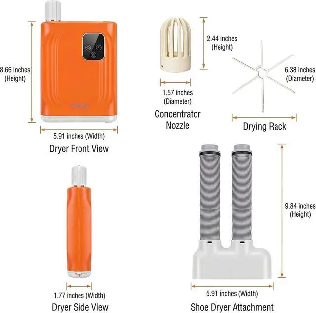 Alt view image 7 of 7 - Portable Clothes Dryer & Shoe Dryer - Mini Compact Electric Dryer Machine with Hot Air Heater Function,Fast Drying for Apartment, RV & Travel & Quiet, Energy Saving for Small Spaces