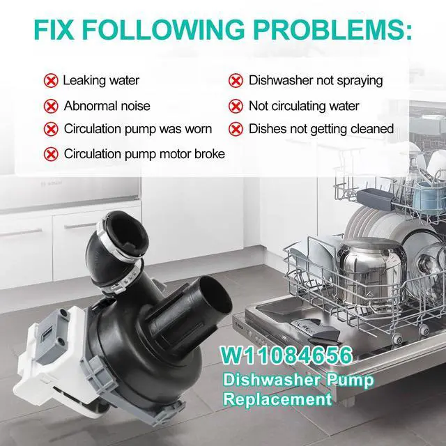 Alt view image 2 of 6 - Upgraded W11084656 Circulation Pump for Whirl-pool Ken-more Kit-chen aid Ama-na Dishwasher fit WDT730PAHZ0 WDT750SAHZ0 WDTA50SAHZ0 Dishwasher Pump Motor Assembly Replacement Part W10854710, W10805387