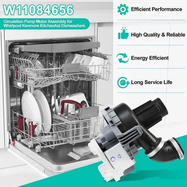 Alt view image 6 of 6 - Upgraded W11084656 Circulation Pump for Whirl-pool Ken-more Kit-chen aid Ama-na Dishwasher fit WDT730PAHZ0 WDT750SAHZ0 WDTA50SAHZ0 Dishwasher Pump Motor Assembly Replacement Part W10854710, W10805387