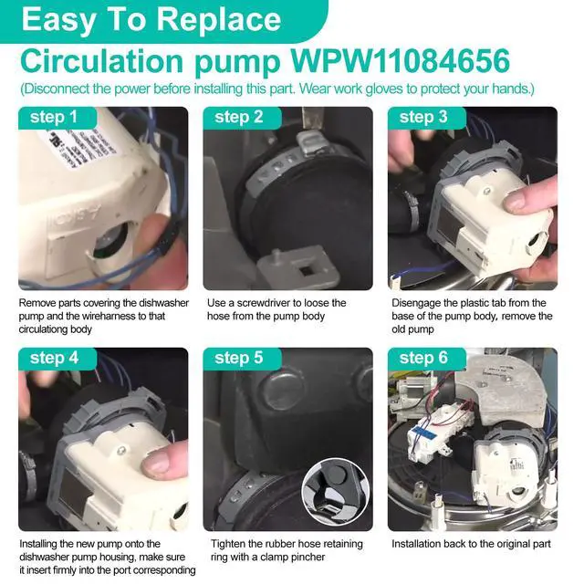 Alt view image 5 of 6 - Upgraded W11084656 Circulation Pump for Whirl-pool Ken-more Kit-chen aid Ama-na Dishwasher fit WDT730PAHZ0 WDT750SAHZ0 WDTA50SAHZ0 Dishwasher Pump Motor Assembly Replacement Part W10854710, W10805387