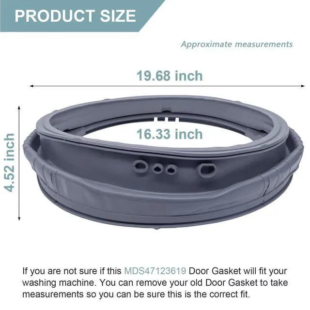 Alt view image 6 of 6 - MDS47123619 Door Gasket Fit for LG Front Load Washer WM3670HWA WM3670HVA/01 | Door Gasket Boot Seal WM3270CW/00 WM3700HWA/00 WM3080CW/00 Fix Washer Seal Leaking