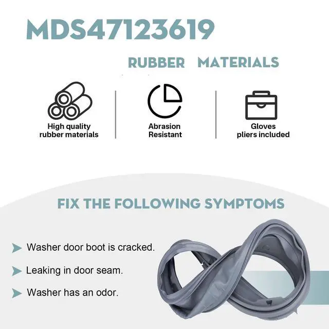 Alt view image 5 of 6 - MDS47123619 Door Gasket Fit for LG Front Load Washer WM3670HWA WM3670HVA/01 | Door Gasket Boot Seal WM3270CW/00 WM3700HWA/00 WM3080CW/00 Fix Washer Seal Leaking
